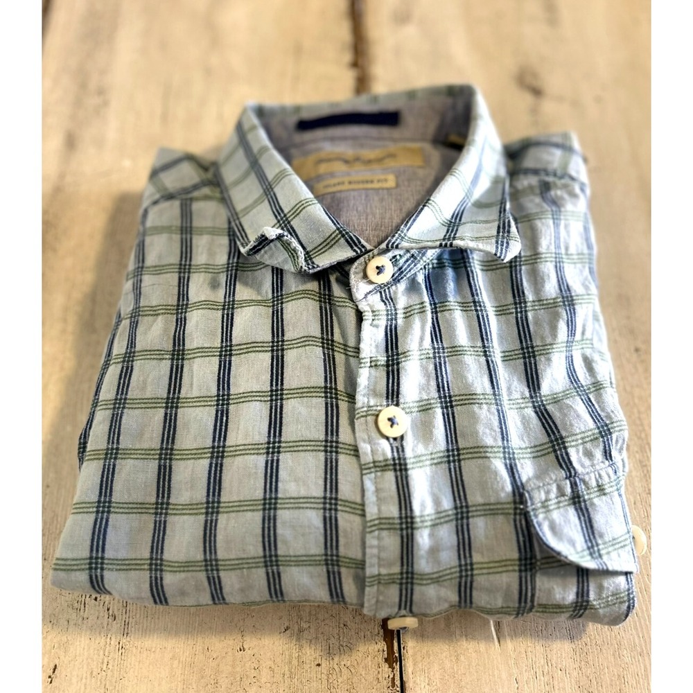 Tommy Bahama Long‎ Sleeve Linen Blend Button Up Shirt Island Modern Fit Large